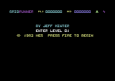 Gridrunner title screen for Commodore 64
